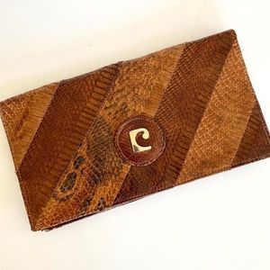 Vintage genuine snakeskin leather clutch
